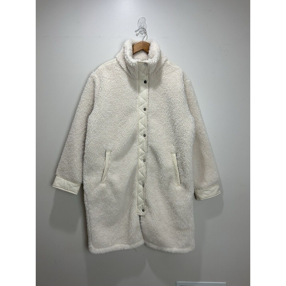 ATHLETA Cozy Day Hybrid Coat Sherpa Size Large Chantilly Cream - Picture 4 of 13